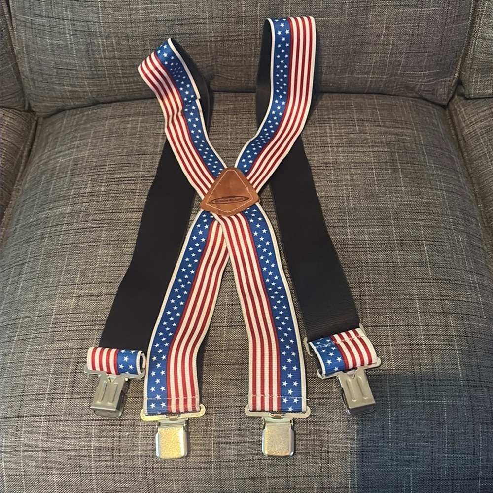 McGuire Nicholas Patriotic Suspenders USA Red White Blue Proud American
